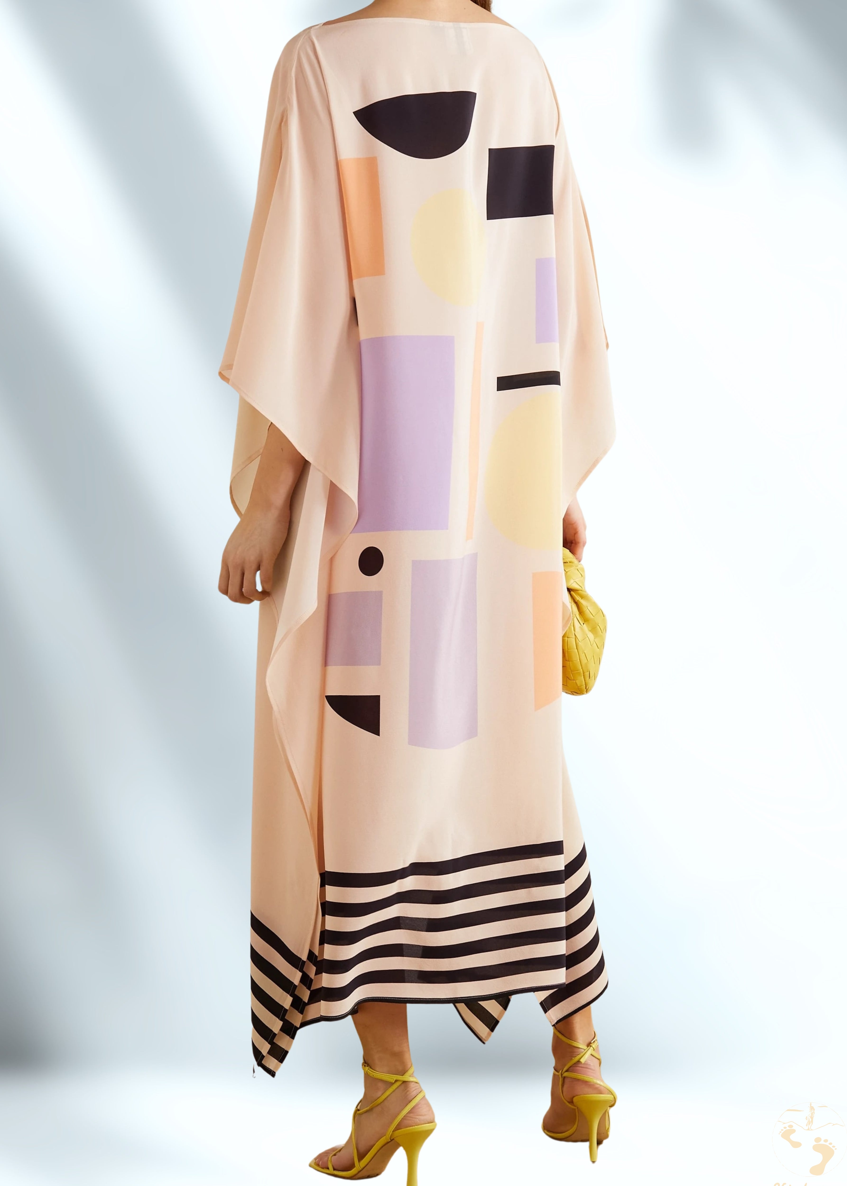 Vicharan PEACH Pink Satin Silk Kaftan