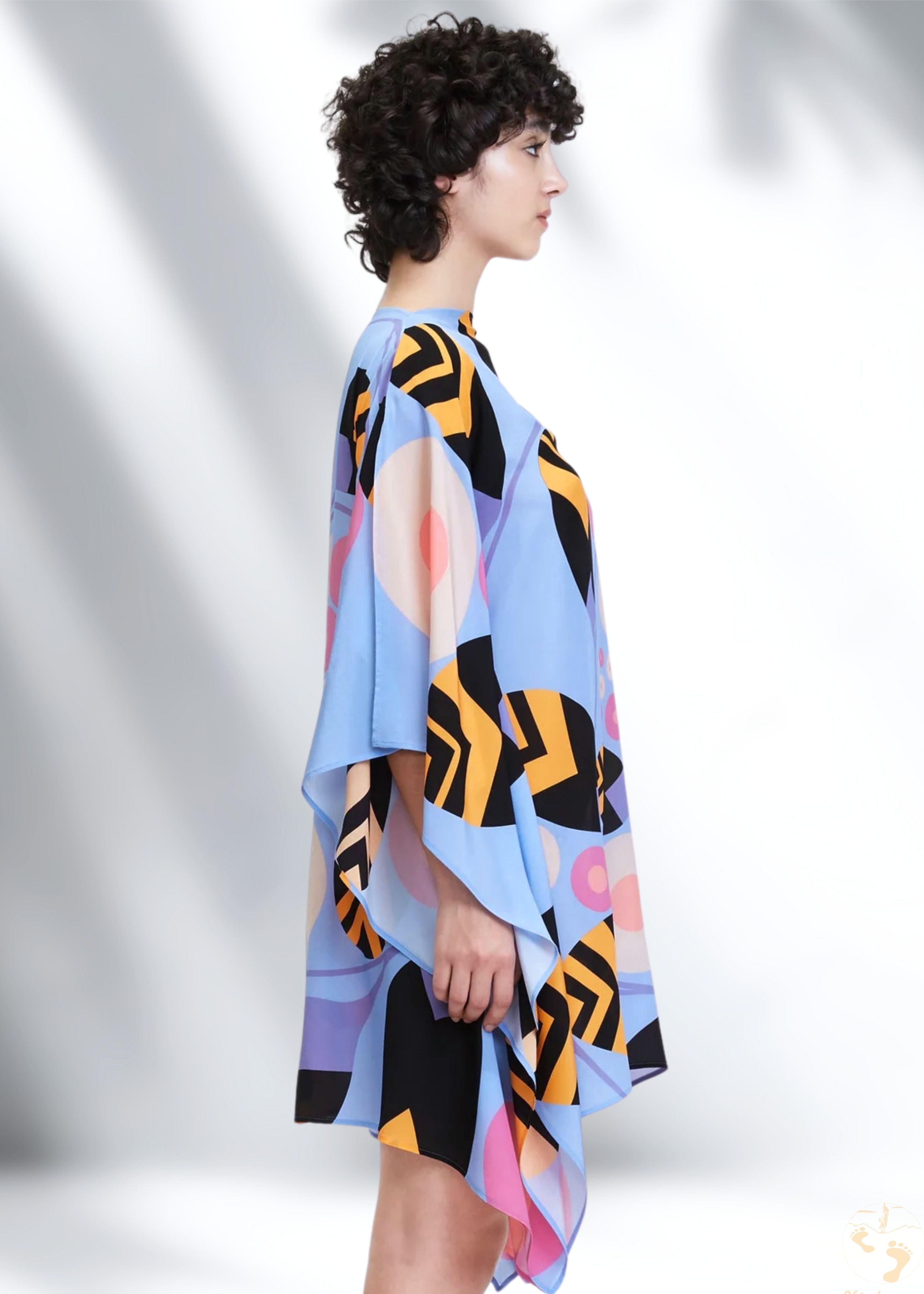 Vicharan Serene Blue Satin Silk Tunic Dress