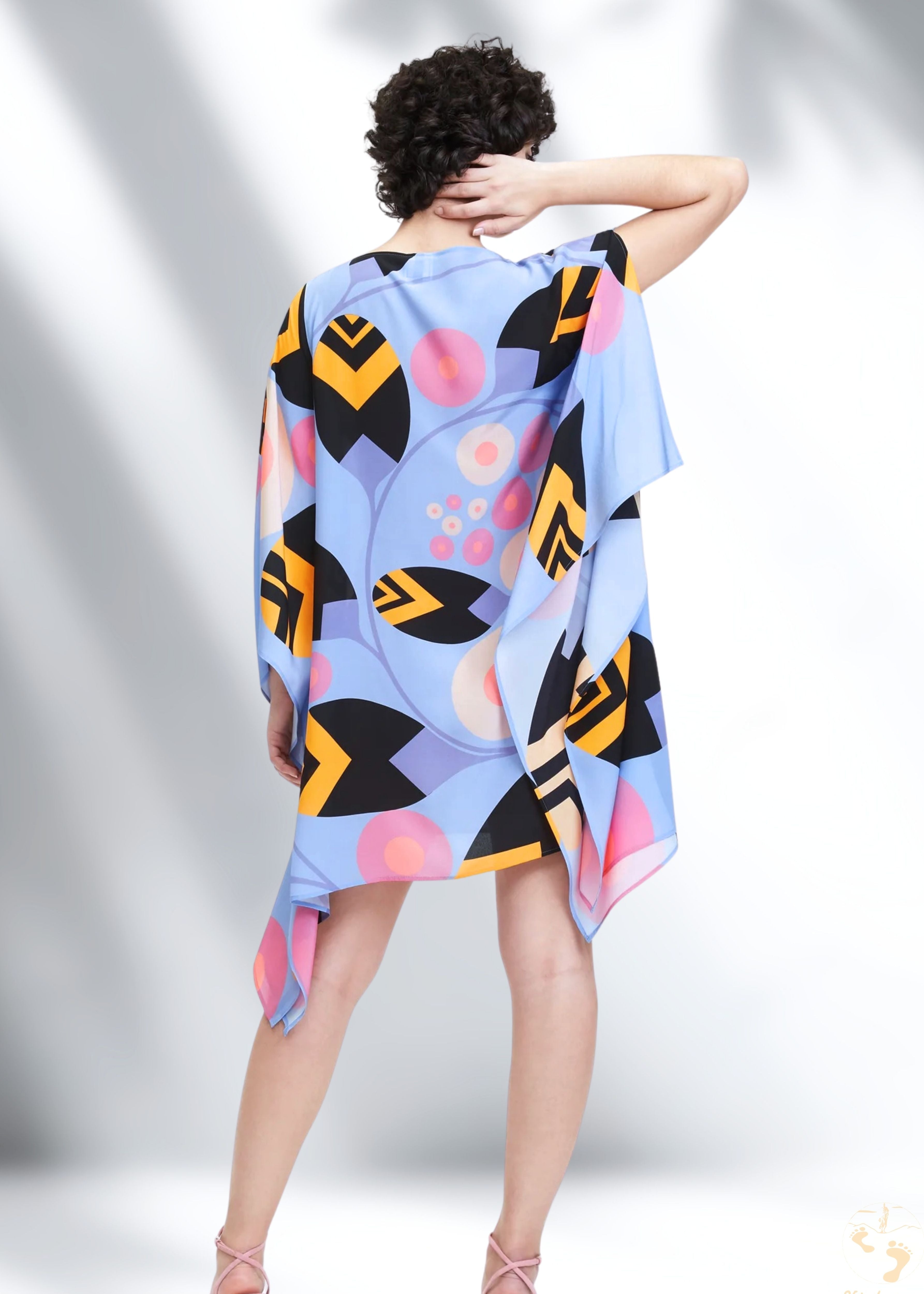 Vicharan Serene Blue Satin Silk Tunic Dress