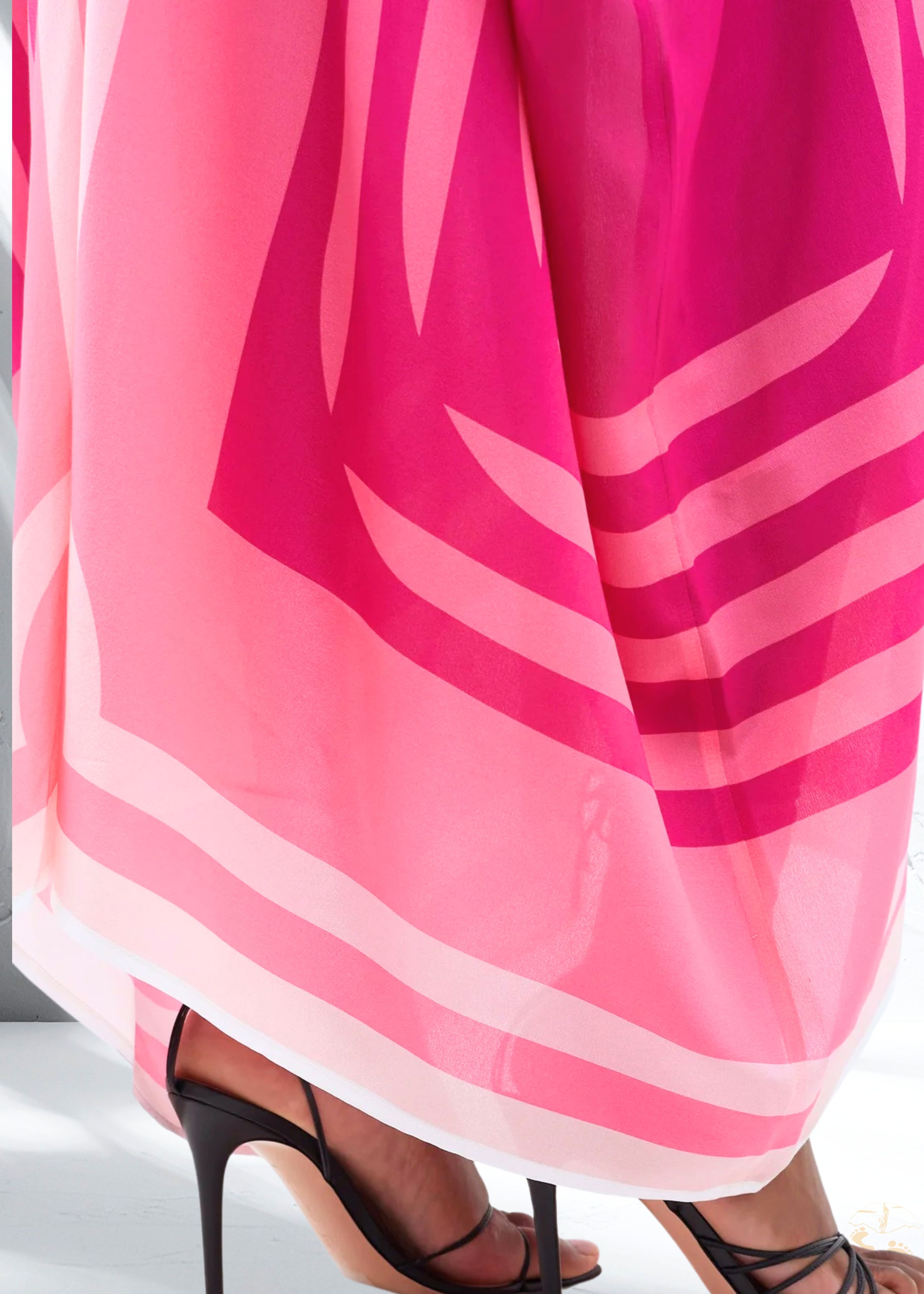 Vicharan Hot Pink Kaftan with Flowy Waist Belt