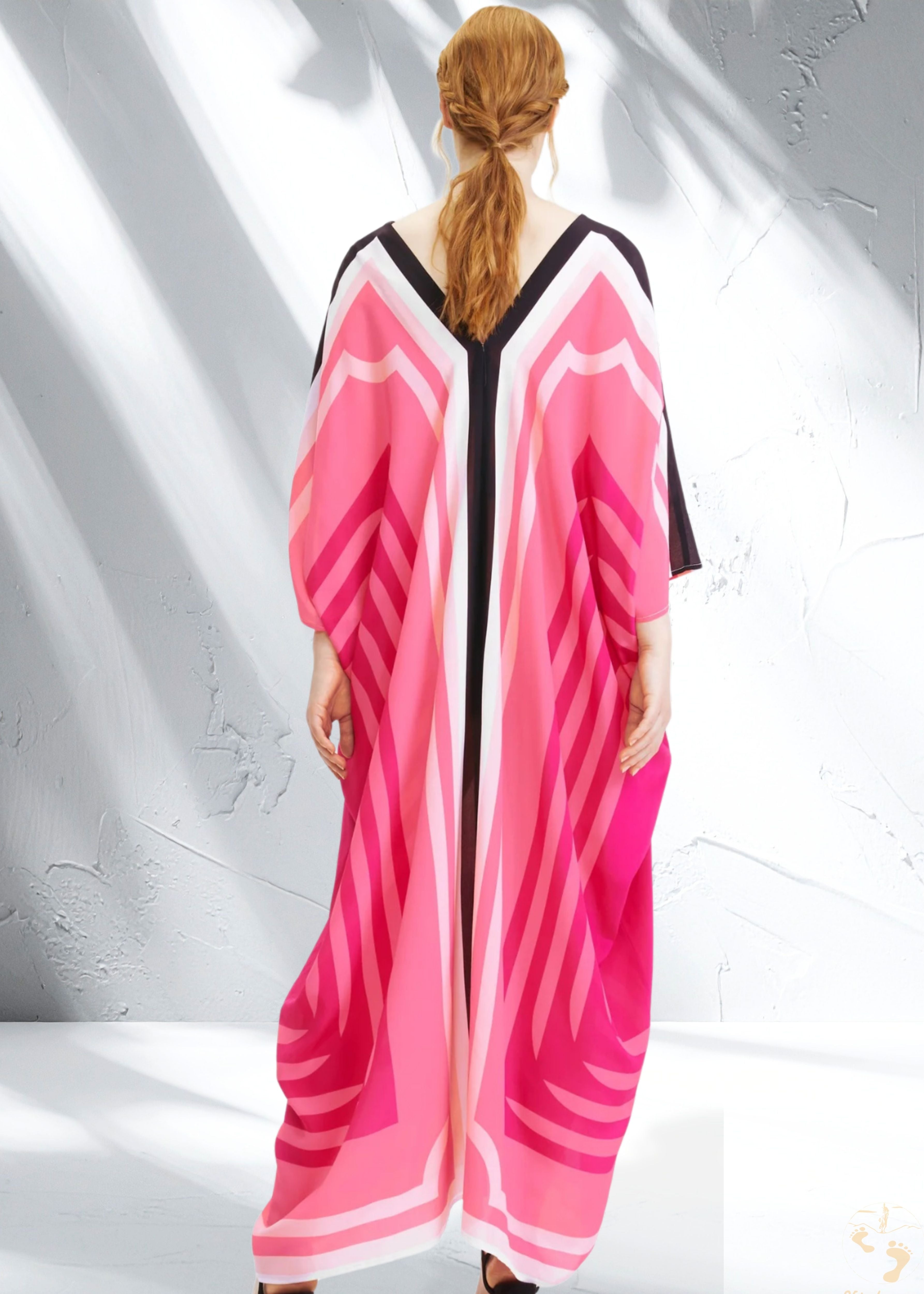 Vicharan Hot Pink Kaftan with Flowy Waist Belt