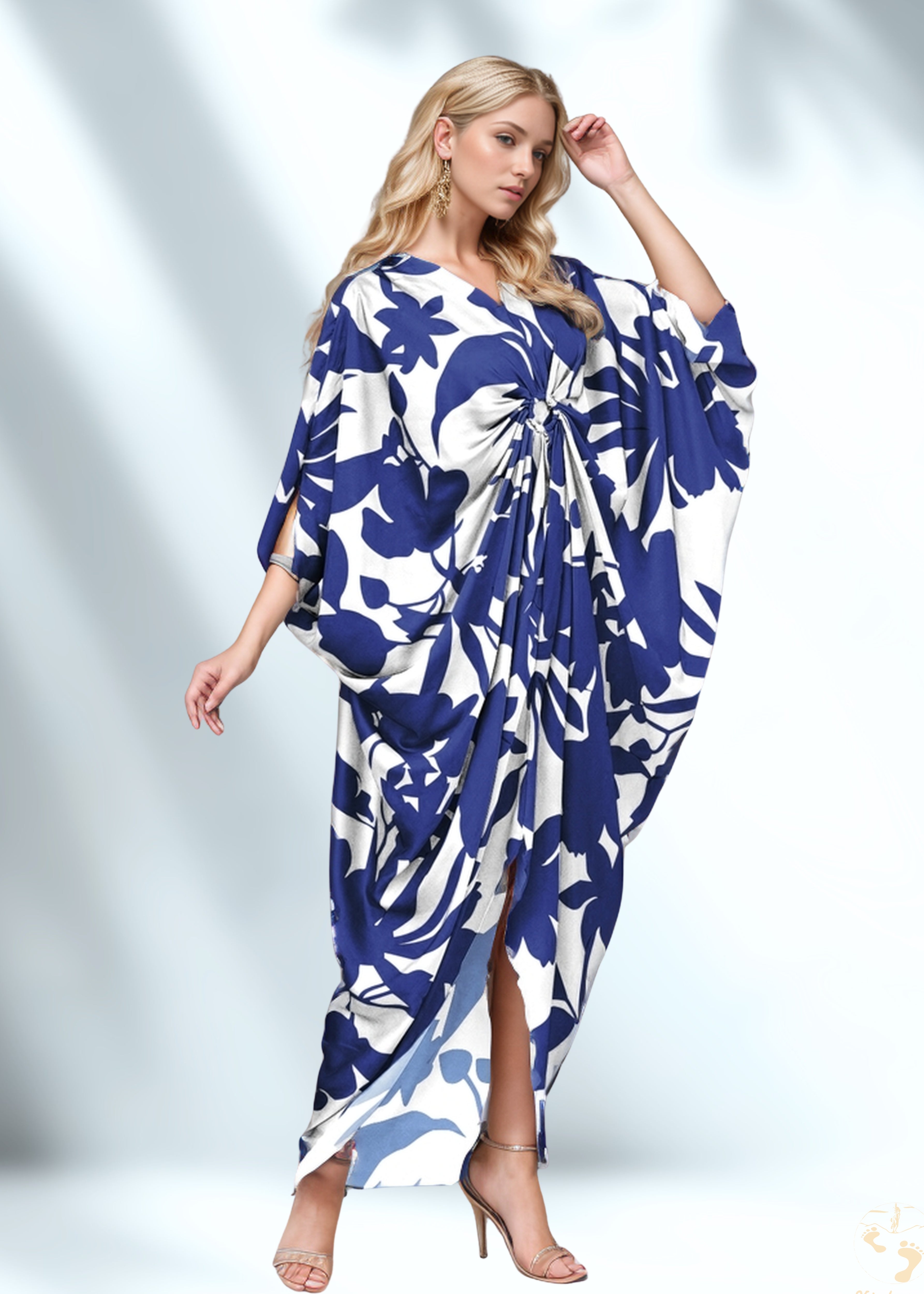 Vicharan Mocha & Black Satin Silk Kaftan
