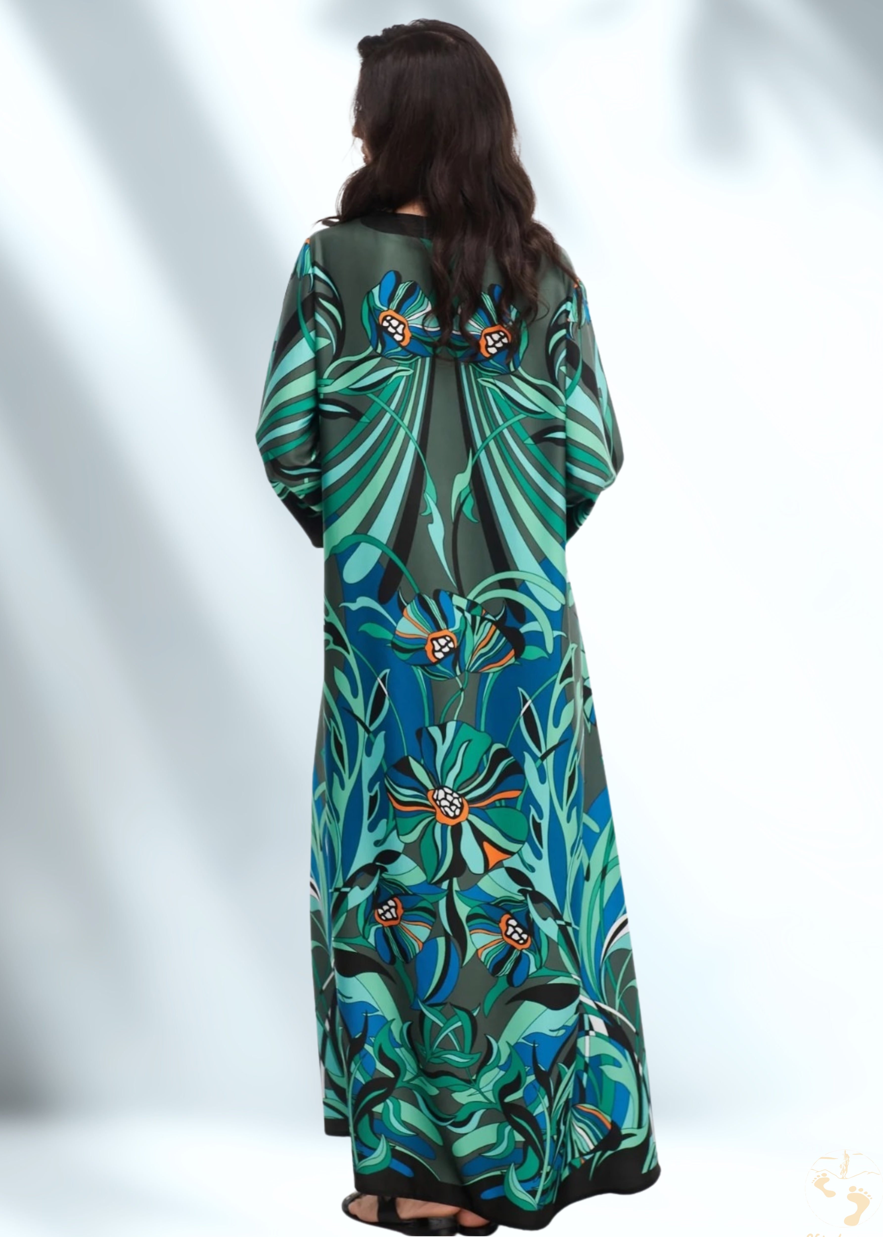Vicharan TROPICAL Green & Blue Kaftan