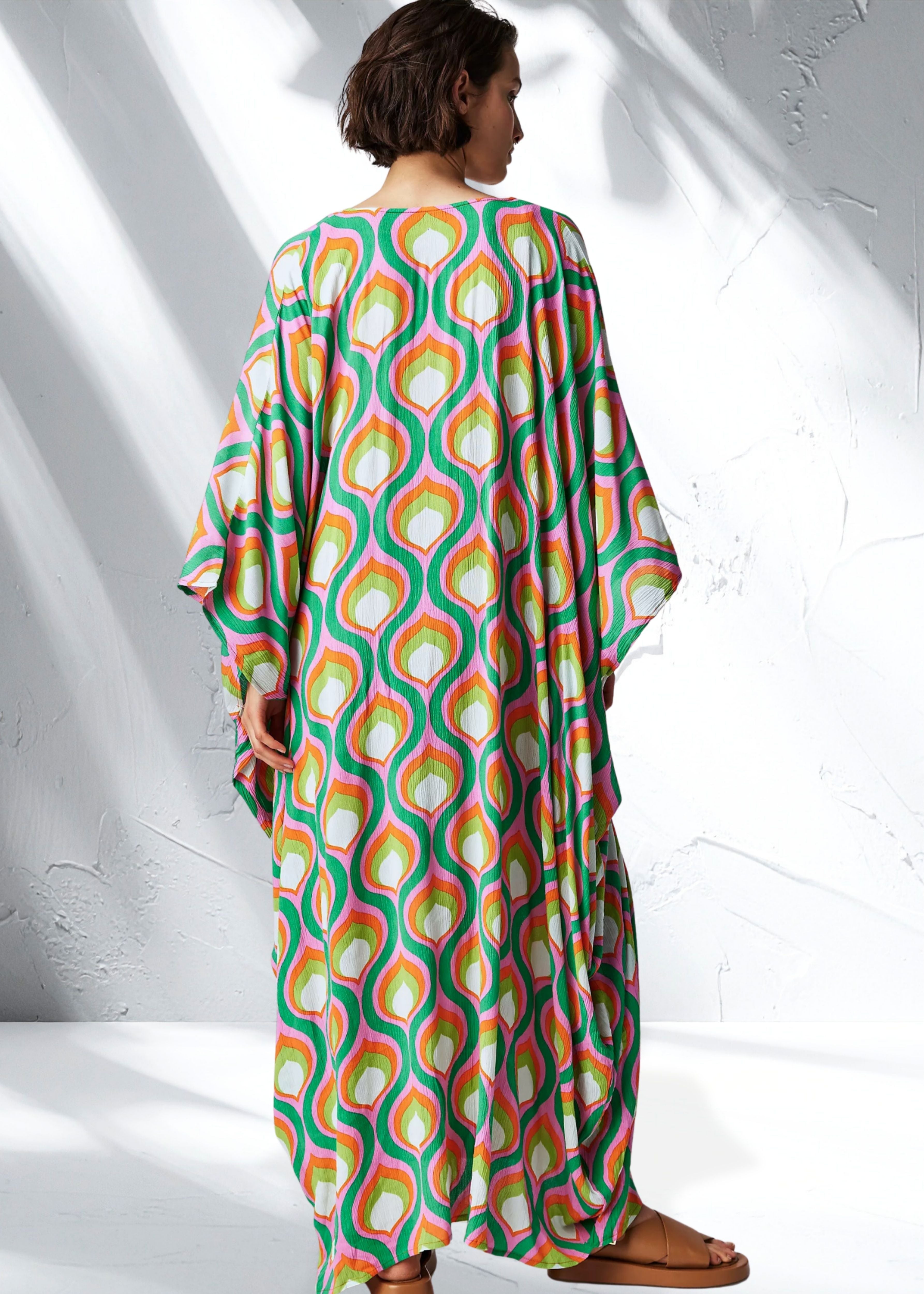 Vicharan Emerald Peacock Feather Caftan