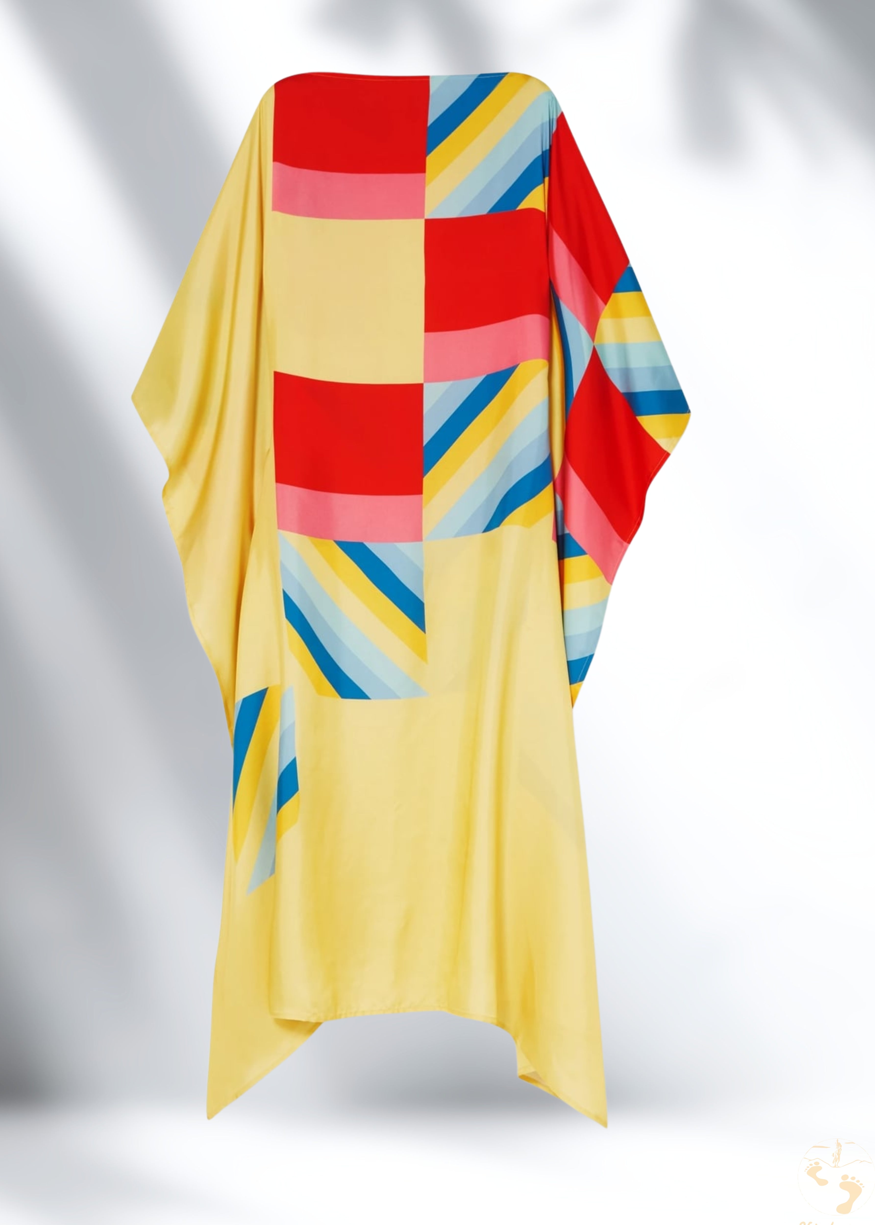 Vicharan SUMMER Yellow Satin Silk Kaftan