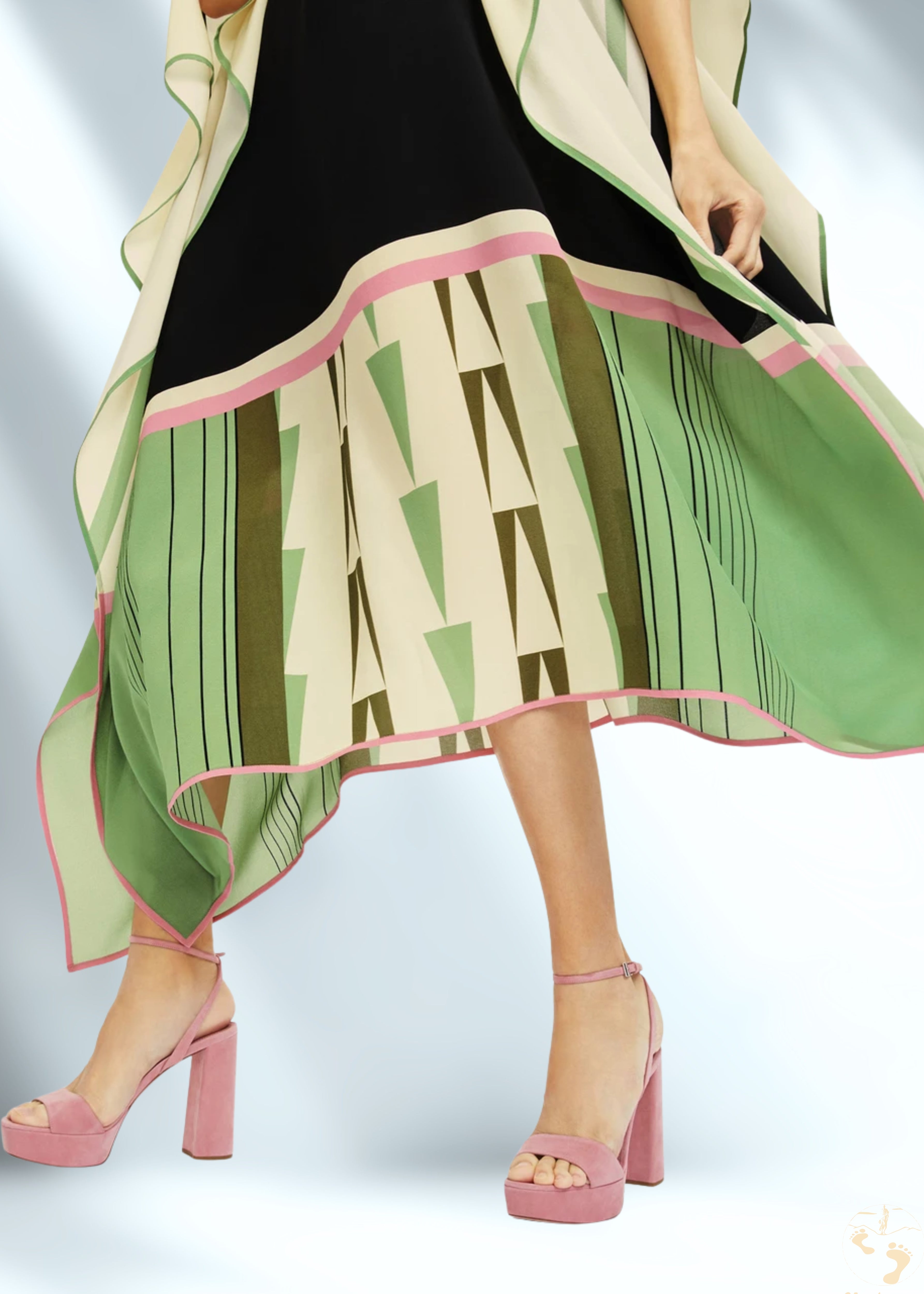 Vicharan OLIVE Green Satin Silk Kaftan