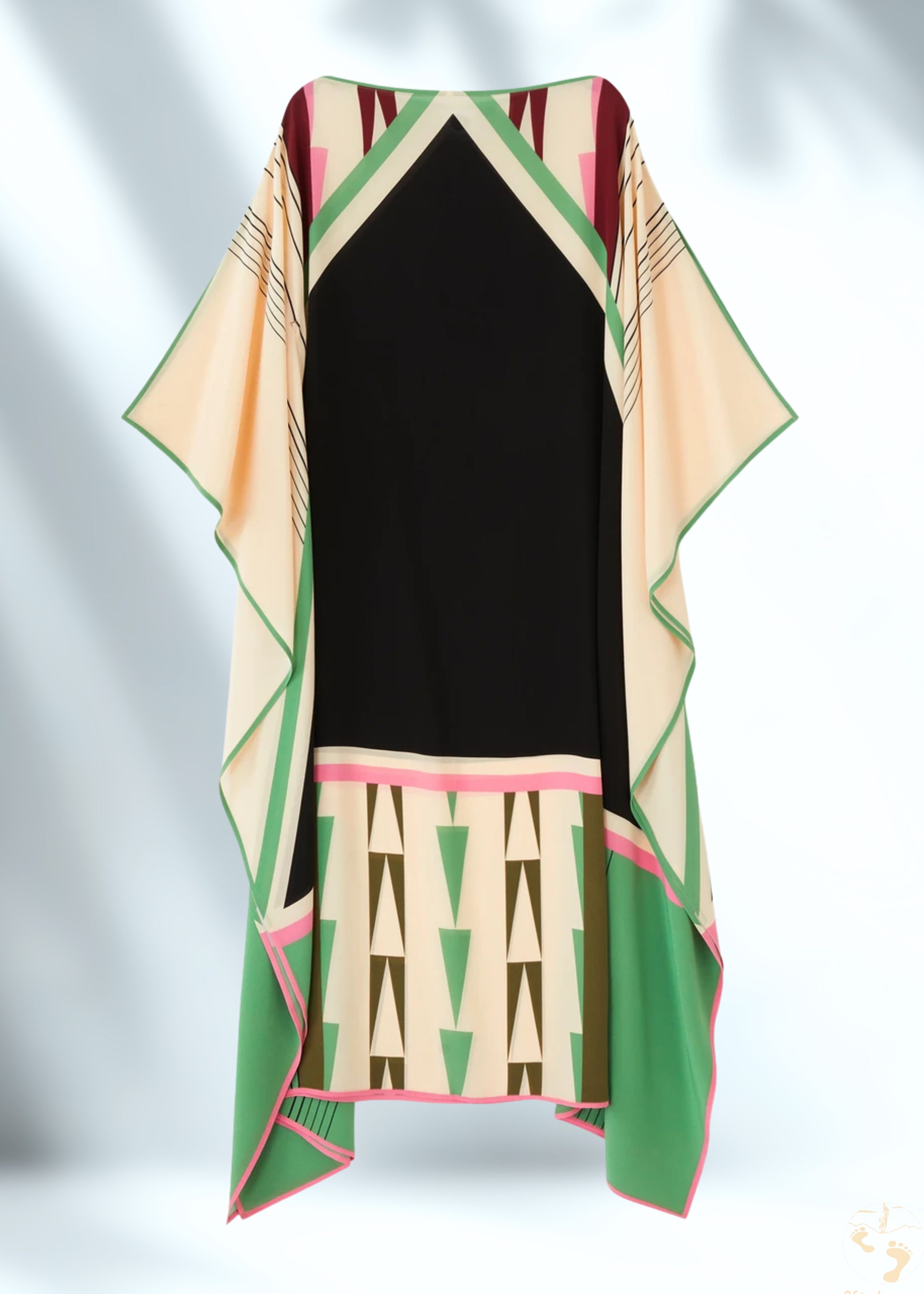 Vicharan OLIVE Green Satin Silk Kaftan