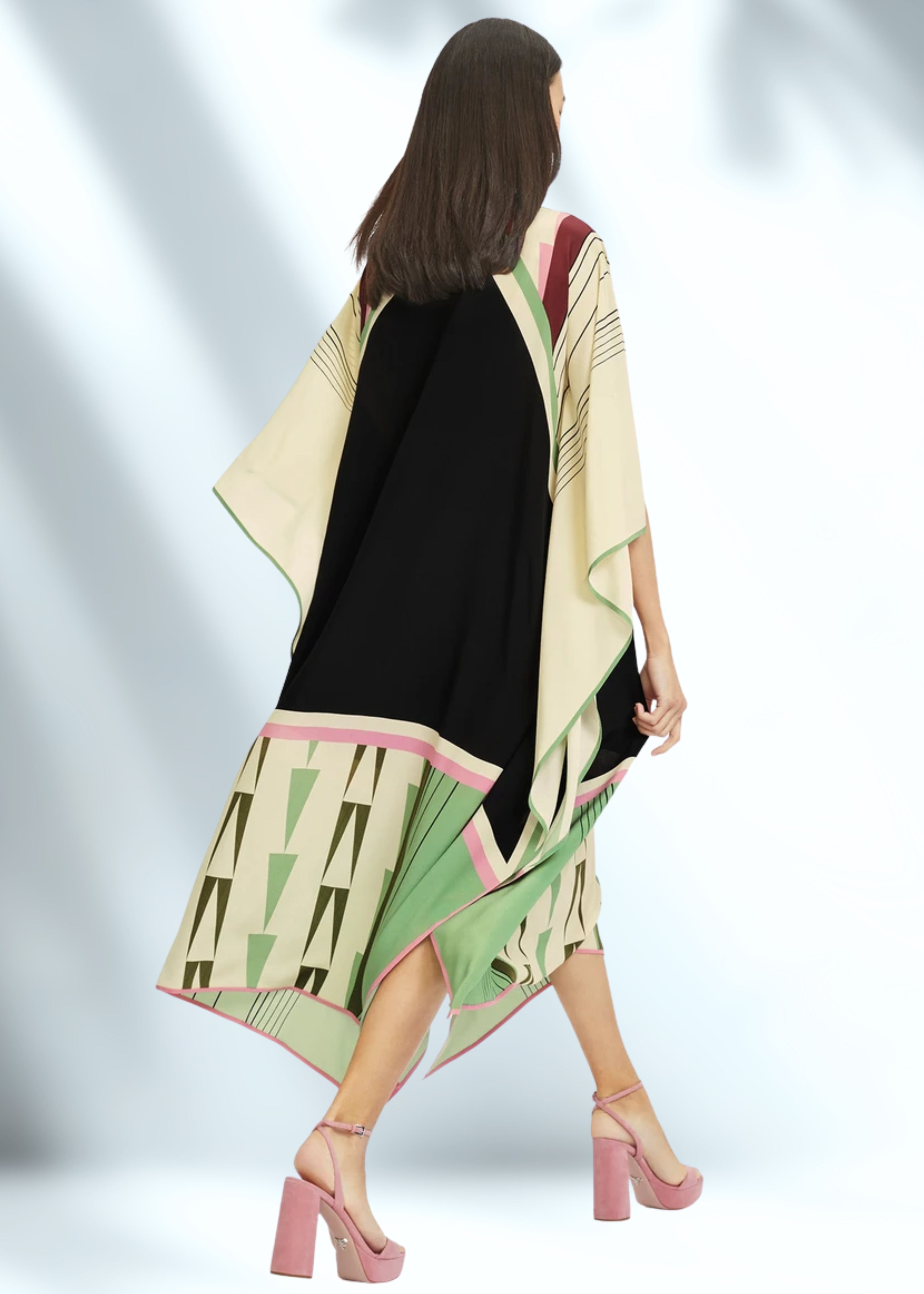 Vicharan OLIVE Green Satin Silk Kaftan